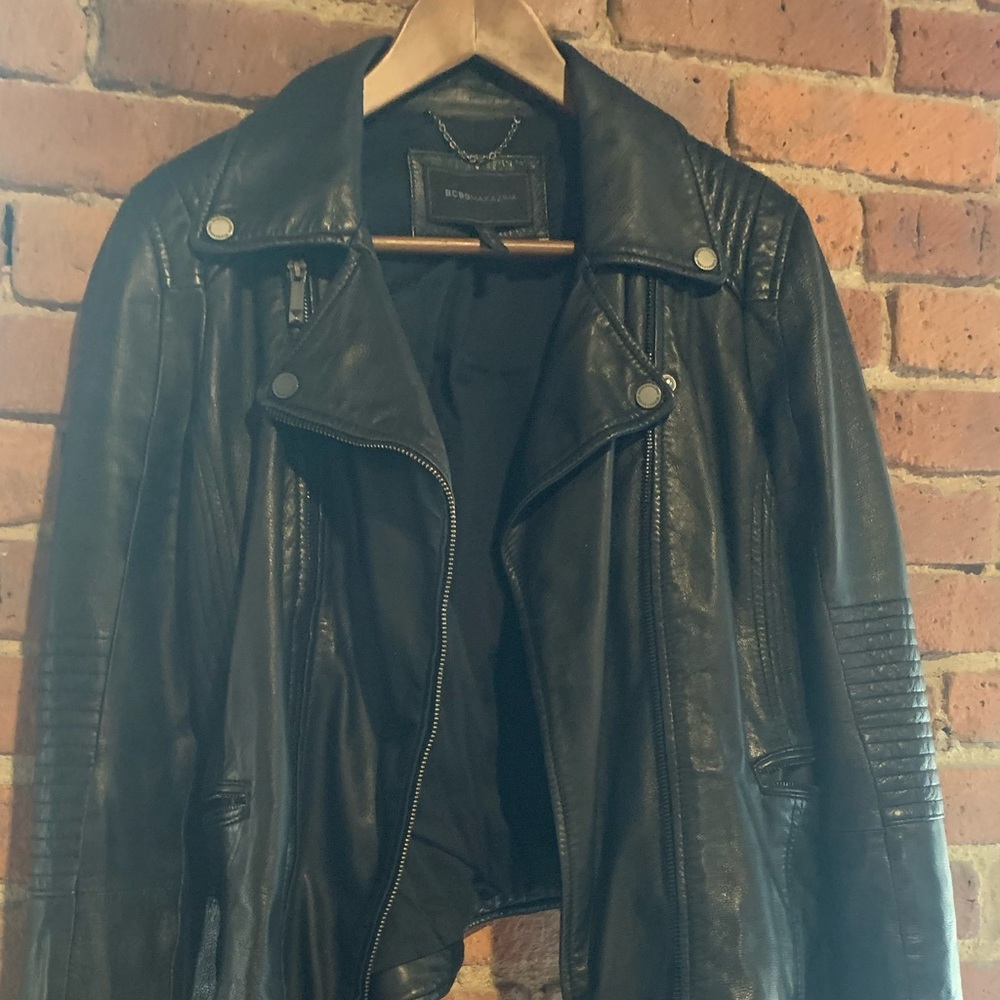 BCBGmaxazria Black Leather Moto  Jacket